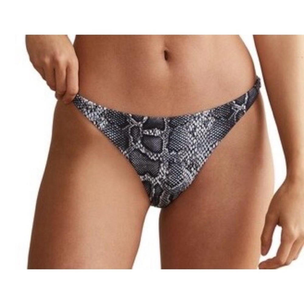NEW ONIA Ashley Bikini Bottoms in Foil Snake Grey